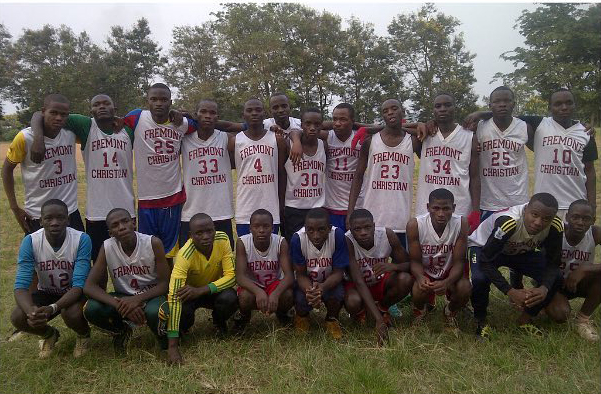 Students in Tanzania wearing clothes donated by Fremont Christian School